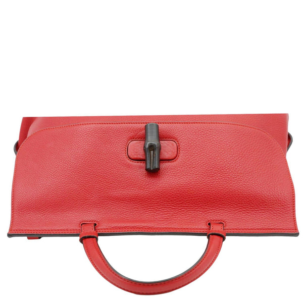 GUCCI Bamboo Daily Large Leather Top Handle Shoulder Bag Red 370830