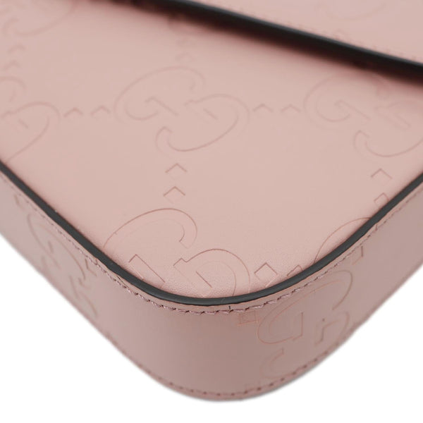GUCCI Super Mini GG Embossed Leather Shoulder Bag Pink 772794
