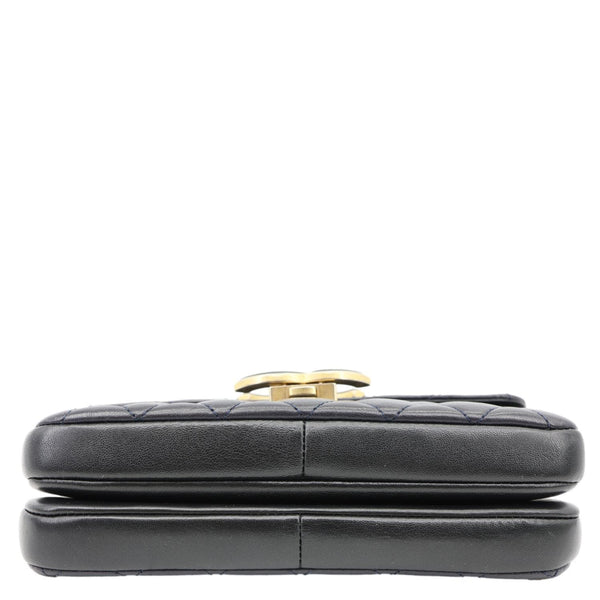 CHANEL CC Chic Double Flap Quilted Lambskin Leather Shoulder Bag Navy Blue