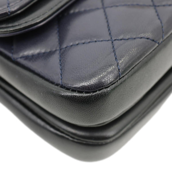 CHANEL CC Chic Double Flap Quilted Lambskin Leather Shoulder Bag Navy Blue