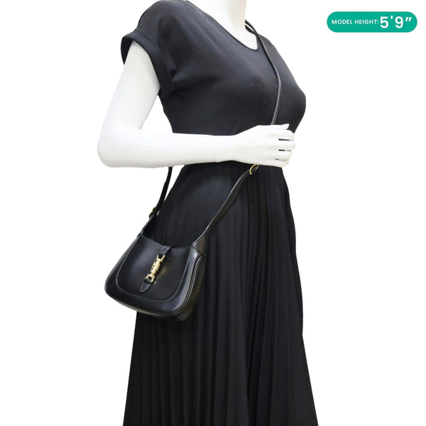 GUCCI Jackie Mini 1961 Leather Shoulder Bag Black 637091