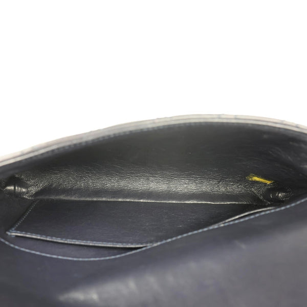 CHANEL CC Chic Double Flap Quilted Lambskin Leather Shoulder Bag Navy Blue