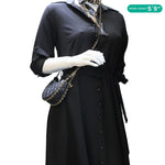 CHANEL Chain Around Mini Quilted Lambskin Leather Hobo Bag Black