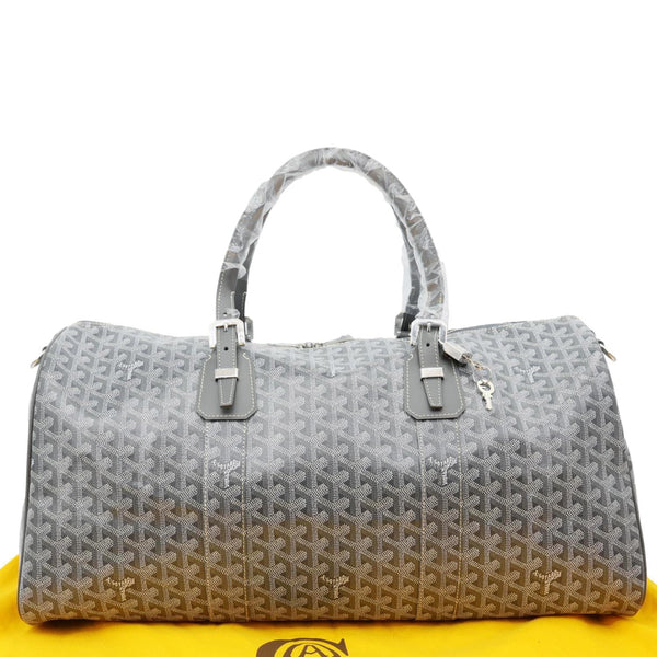 GOYARD 50 Chevron Print Canvas Boston Bag Grey