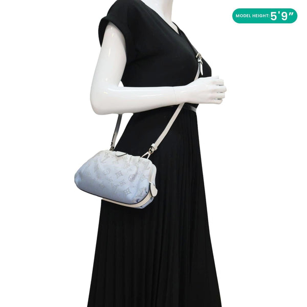 LOUIS VUITTON Scala Mini Monogram Mahina Perforated Leather Pouch Light Blue