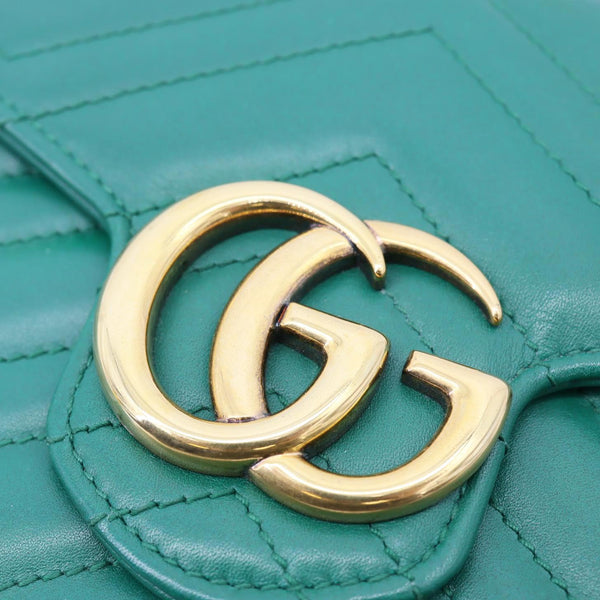 GUCCI GG Marmont Leather Crossbody Bag Green 474575