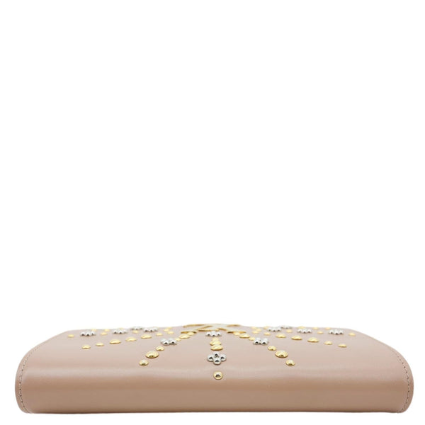 LOUIS VUITTON Chain Louise GM Studded Leather Shoulder Bag Beige