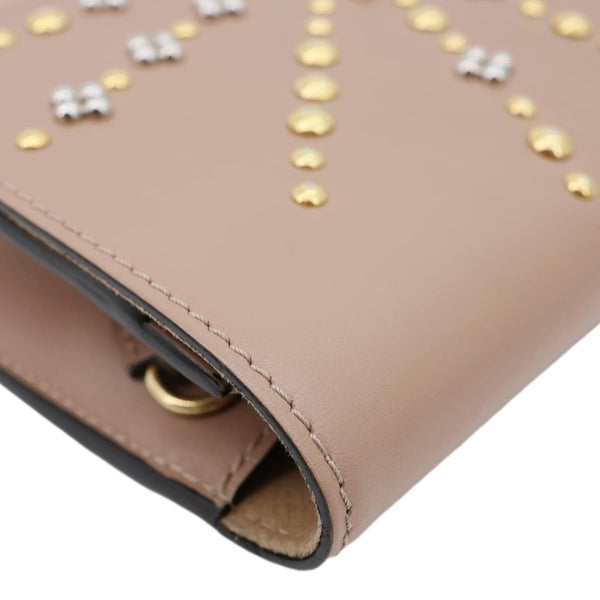 LOUIS VUITTON Chain Louise GM Studded Leather Shoulder Bag Beige