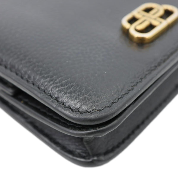 BALENCIAGA Leather Bifold Compact Wallet Black