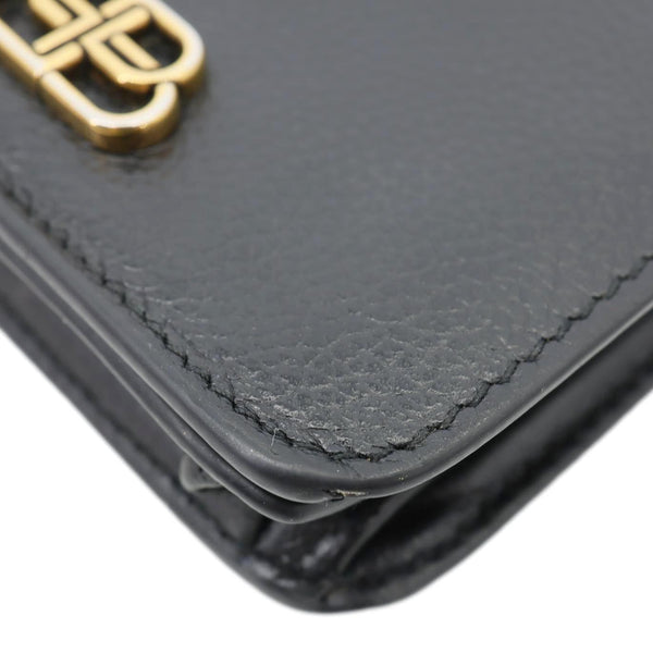 BALENCIAGA Leather Bifold Compact Wallet Black