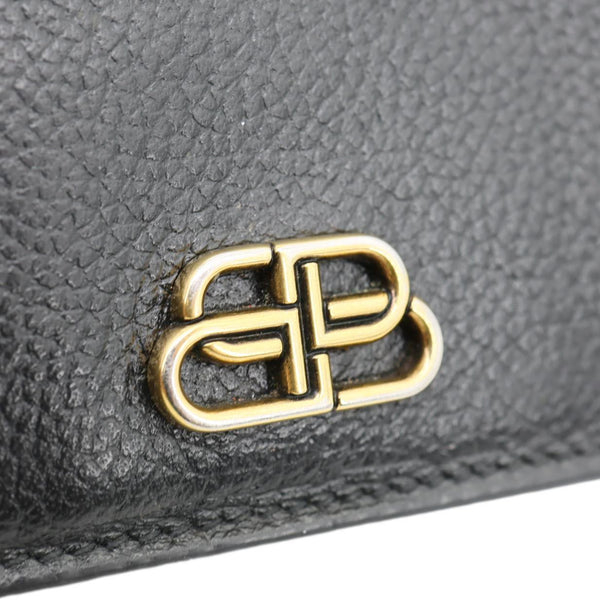 BALENCIAGA Leather Bifold Compact Wallet Black