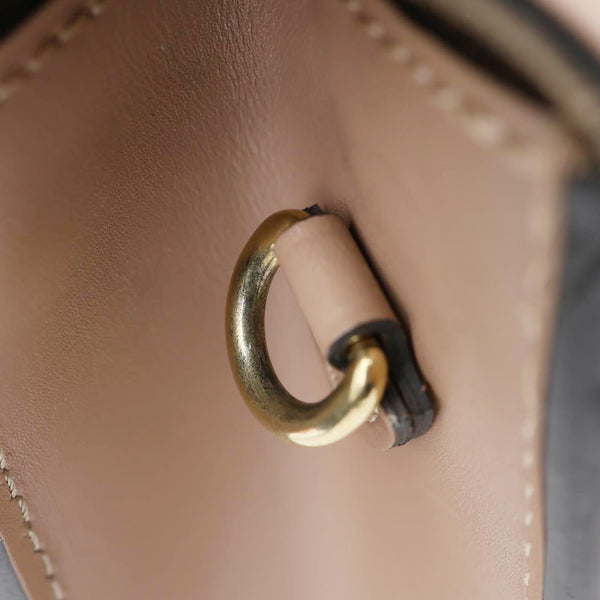 LOUIS VUITTON Chain Louise GM Studded Leather Shoulder Bag Beige