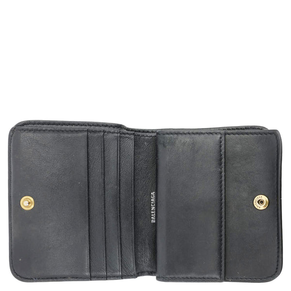 BALENCIAGA Leather Bifold Compact Wallet Black