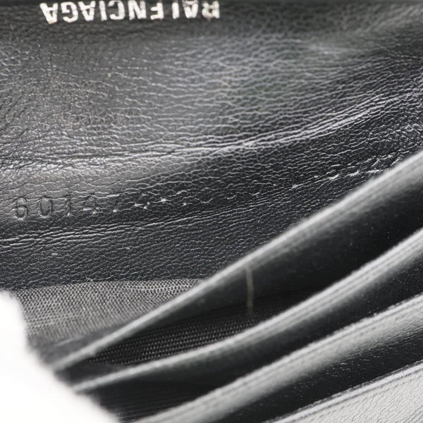 BALENCIAGA Leather Bifold Compact Wallet Black