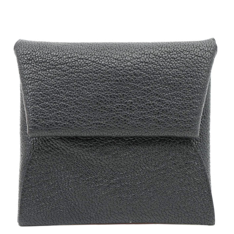 HERMES Bastia Verso Grained Goatskin Leather Coin Purse Black
