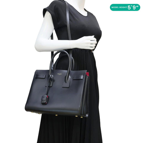 YVES SAINT LAURENT Sac de Jour Small Leather Satchel Shoulder Bag Black