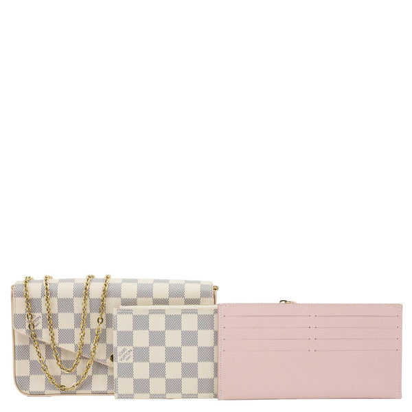 LOUIS VUITTON Felicie Pochette Damier Azur Crossbody Bag Rose Ballerine