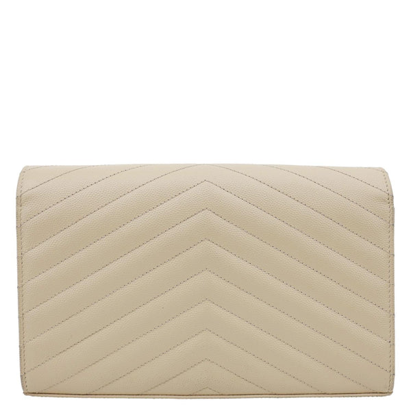 YVES SAINT LAURENT Cassandra Matelasse Grain De Poudre Chain Wallet Cream