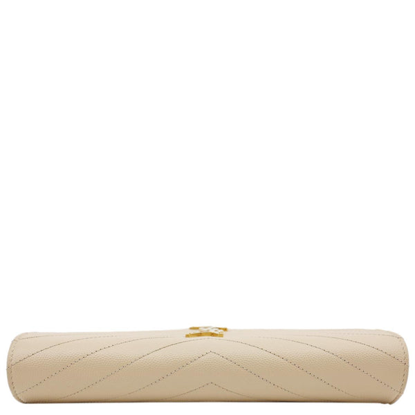 YVES SAINT LAURENT Cassandra Matelasse Grain De Poudre Chain Wallet Cream