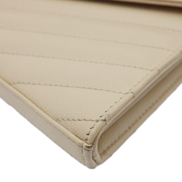 YVES SAINT LAURENT Cassandra Matelasse Grain De Poudre Chain Wallet Cream