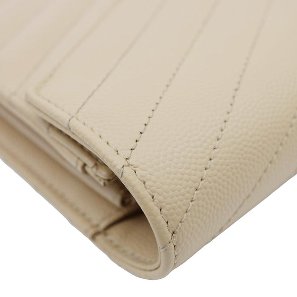 YVES SAINT LAURENT Cassandra Matelasse Grain De Poudre Chain Wallet Cream