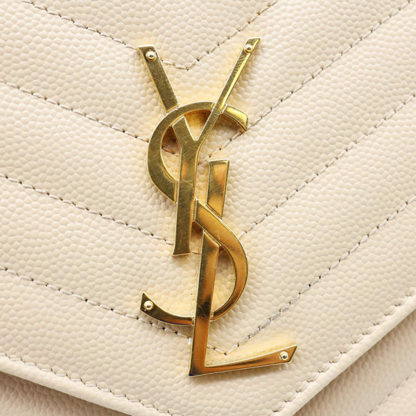 YVES SAINT LAURENT Cassandra Matelasse Grain De Poudre Chain Wallet Cream