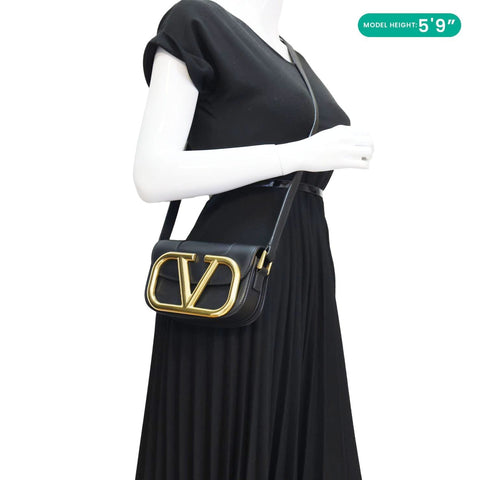 VALENTINO Garavani Supervee Small Leather Crossbody Bag Black