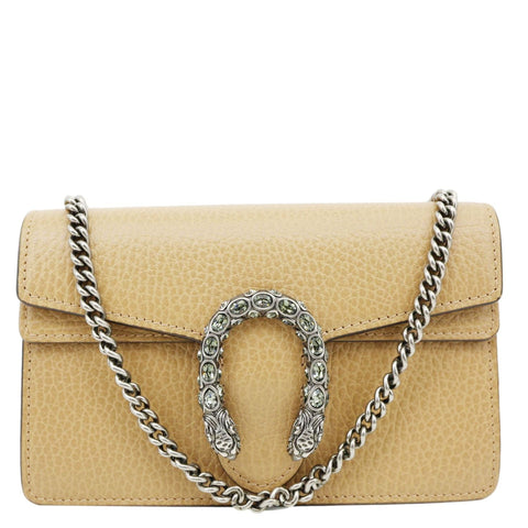 GUCCI Dionysus Mini Leather Crossbody Bag Beige 476432