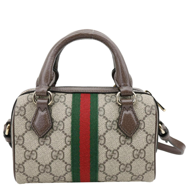 GUCCI Ophidia Mini GG Supreme Canvas Boston Shoulder Bag Beige 838478
