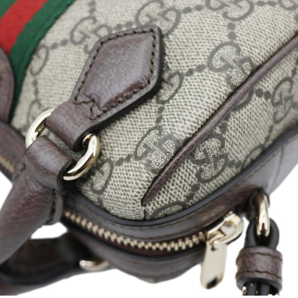 GUCCI Ophidia Mini GG Supreme Canvas Boston Shoulder Bag Beige 838478