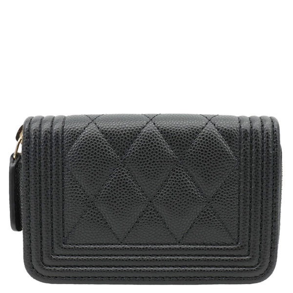 CHANEL Boy Small Caviar Leather Zip Around Wallet Black