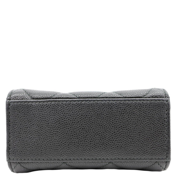 CHANEL Golden Class Quilted Caviar Leather Phone Holder Black