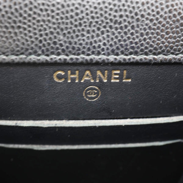 CHANEL Golden Class Quilted Caviar Leather Phone Holder Black