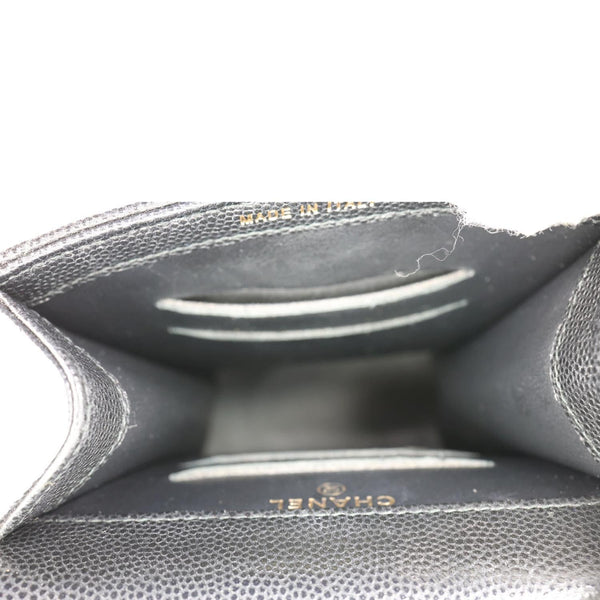 CHANEL Golden Class Quilted Caviar Leather Phone Holder Black