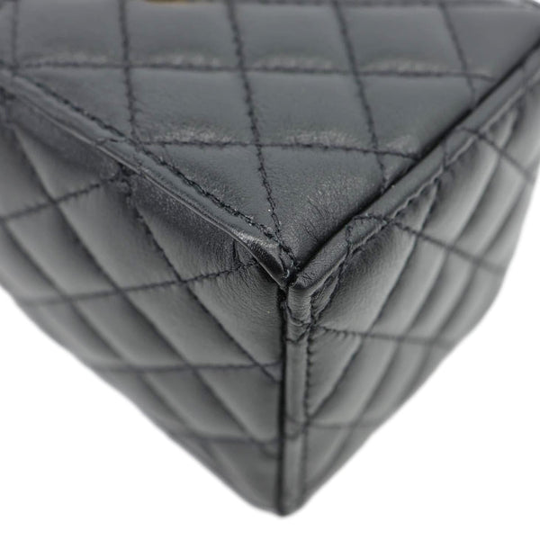 CHANEL Drawstring CC Mini Quilted Leather Bucket Crossbody Bag Black