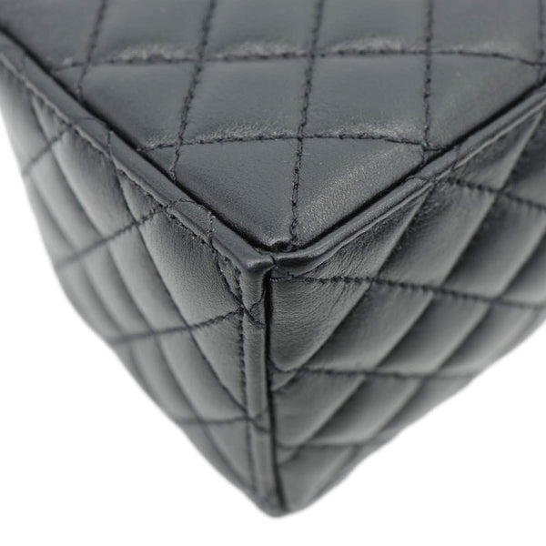 CHANEL Drawstring CC Mini Quilted Leather Bucket Crossbody Bag Black