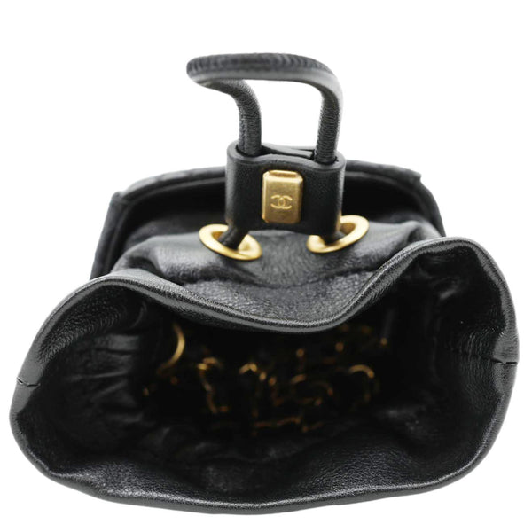 CHANEL Drawstring CC Mini Quilted Leather Bucket Crossbody Bag Black