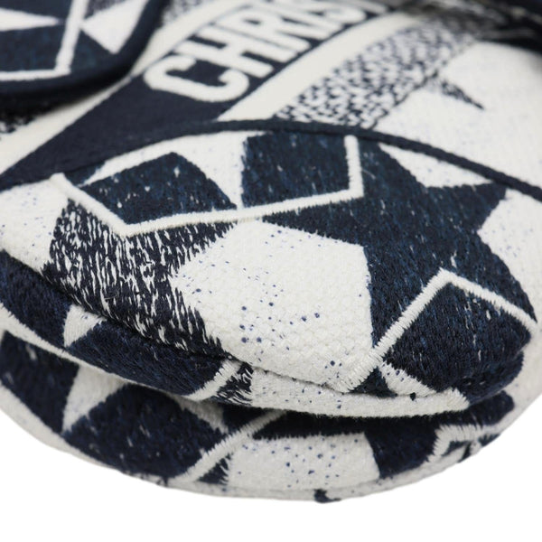 CHRISTIAN DIOR Saddle Embroidered Stars Canvas Hobo Bag White