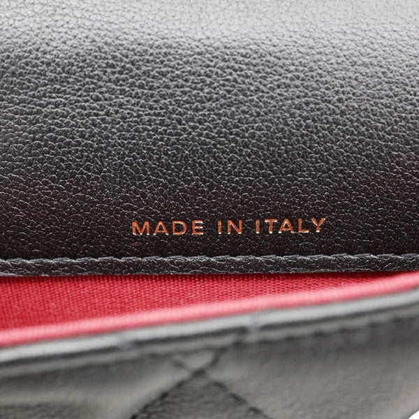 CHANEL Flap Pearls Strap Quilted Calfskin Leather Card Holder Black