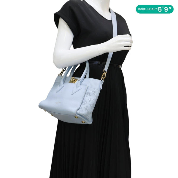 LOUIS VUITTON On My Side MM Monogram Mahina Leather Shoulder Bag Blue
