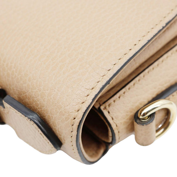 GUCCI Interlocking G Dollar Calfskin Leather Crossbody Bag Beige 510302