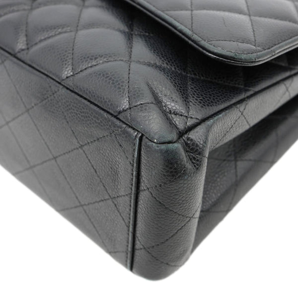 CHANEL Classic Double Flap Maxi Caviar Leather Shoulder Bag Black