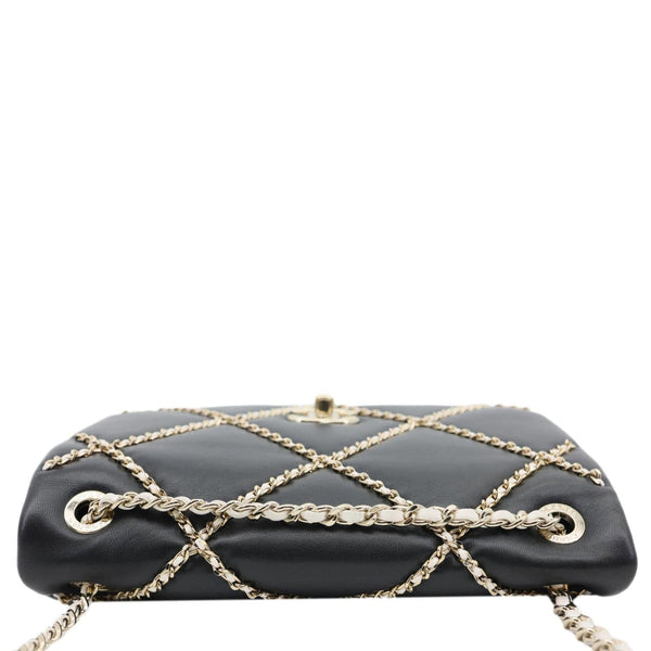 CHANEL Entwined Flap Small Lambskin Leather Chain Crossbody Black