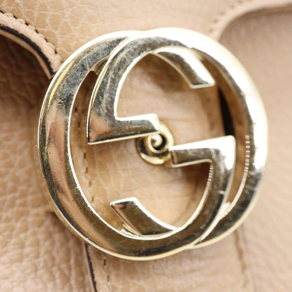 GUCCI Interlocking G Dollar Calfskin Leather Crossbody Bag Beige 510302