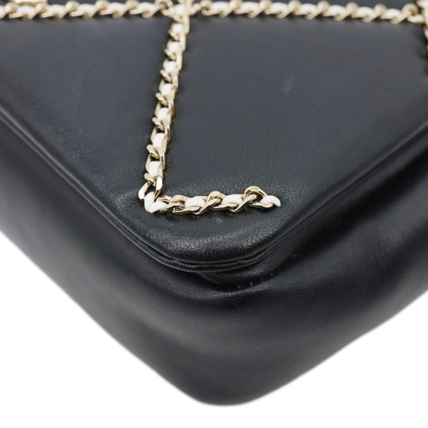 CHANEL Entwined Flap Small Lambskin Leather Chain Crossbody Black