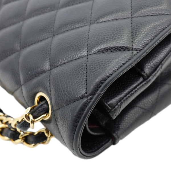CHANEL Classic Double Flap Maxi Caviar Leather Shoulder Bag Black