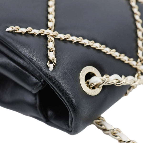 CHANEL Entwined Flap Small Lambskin Leather Chain Crossbody Black