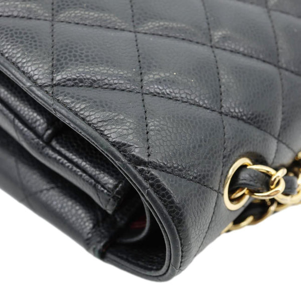 CHANEL Classic Double Flap Maxi Caviar Leather Shoulder Bag Black