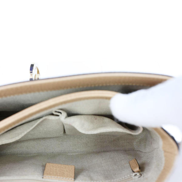 GUCCI Interlocking G Dollar Calfskin Leather Crossbody Bag Beige 510302