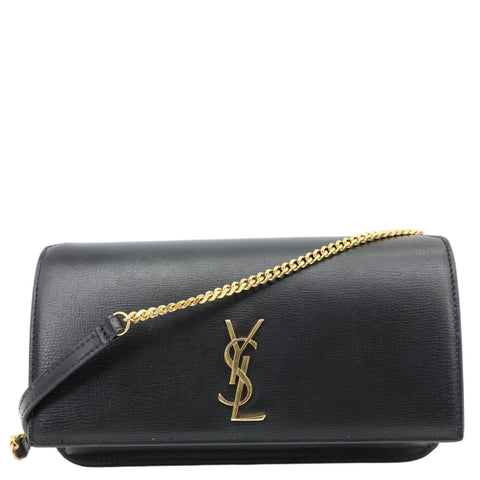 YVES SAINT LAURENT Classic Monogram Leather Crossbody Bag Black